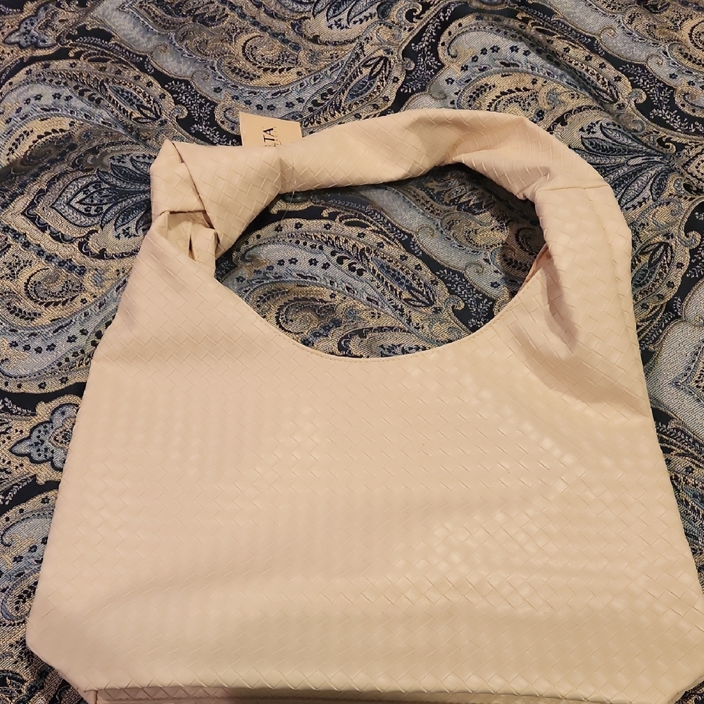 Cream Textured Women's Bag